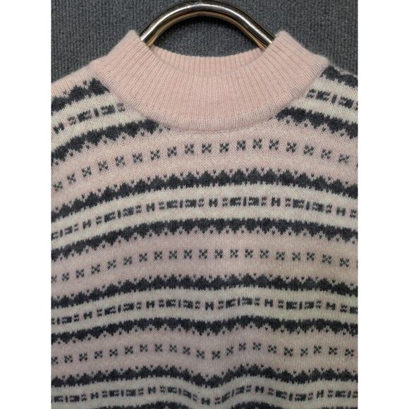 Vintage Liz Claiborne Fair Isle Sweater Womens Medium Crew Neck Wool Angora - Picture 2 of 11